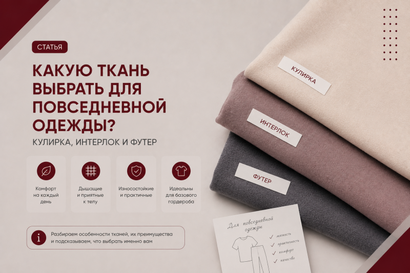 Какую ткань выбрать для повседневной одежды? Кулирка, интерлок и футер